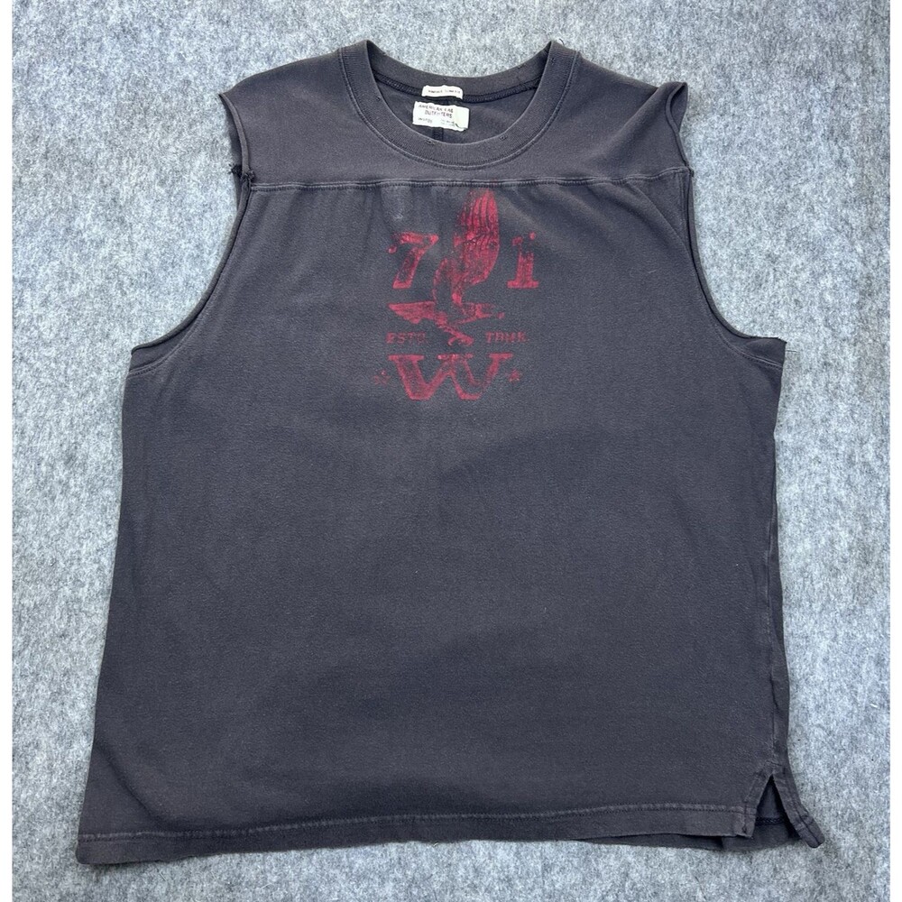 American Eagle Men's Muscle Tank Top Vintage Slim Fit Y2K Gray Cotton Size XL